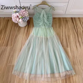 Ziwwshaoyu Summer Designer Brand Midi Dresses Women's Beach Vacation Sleeveless Elegant Diamond Mesh Gradient Color Party Dress
Ziwwshaoyu Summer Designer Brand Midi Dresses Women's Beach Vacation Sleeveless Elegant Diamond Mesh Gradient Color Party Dress