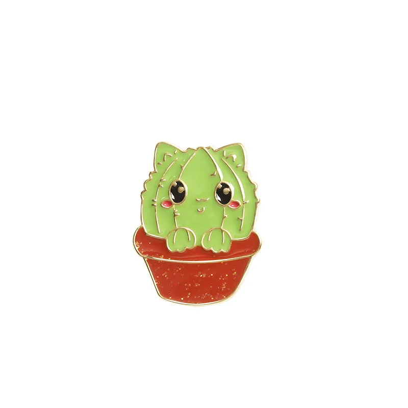 

Cartoon Badges Cute Mini Cactus Brooches for Women Creative Green Succulent Potted Plant Enamel Pin Backpack Bag Accessories