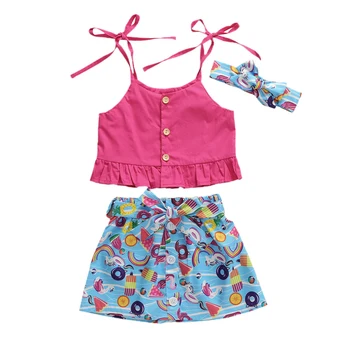 2020 Fashion Toddler Kid Baby Girl Summer Clothes Set 3pcs Sleeveless Crop Tops Floral Skirts Headband Outfits Set 1-6Y
2020 Fashion Toddler Kid Baby Girl Summer Clothes Set 3pcs Sleeveless Crop Tops Floral Skirts Headband Outfits Set 1-6Y