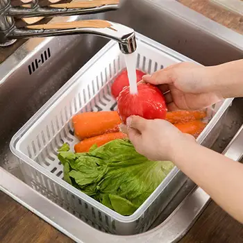 Refrigerator Food Storage Box Drainer Plastic Vegetable Fruit Container Double Layers Washing Basket With Lids For Kitchen 
Refrigerator Food Storage Box Drainer Plastic Vegetable Fruit Container Double Layers Washing Basket With Lids For Kitchen
