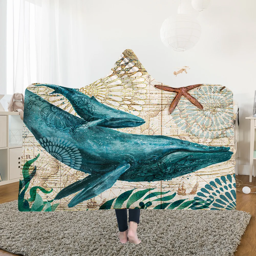 Explosive Hooded Blanket Cloak Magic Hat Blanket Thick Double Layer Plush 3D Digital Printing Seabed Animal Series
Explosive Hooded Blanket Cloak Magic Hat Blanket Thick Double Layer Plush 3D Digital Printing Seabed Animal Series