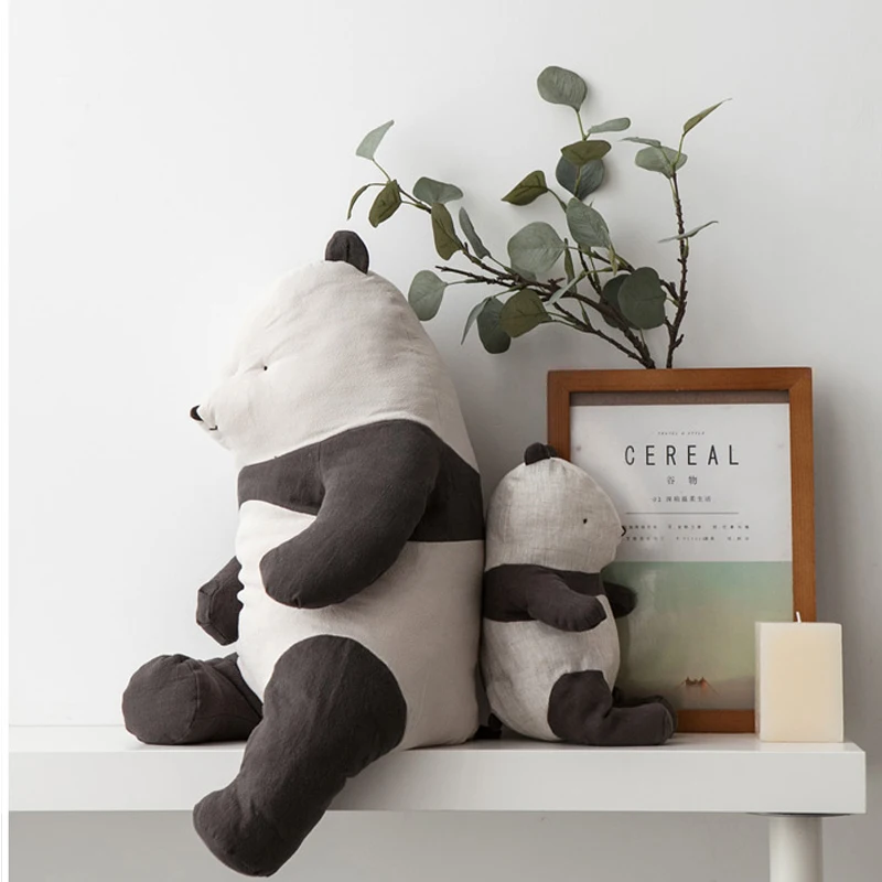 

Большая льняная игрушка панда, мягкая подушка панда, подушка, подарок для детей, панда, швейная тканевая кукла 52 см