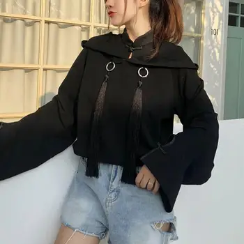 Vintage Women Gothic Cropped Hoodie Punk Harajuku Cute Tassel Pullover Japanese Solid Cool Kawaii Short Sweatshirts
Vintage Women Gothic Cropped Hoodie Punk Harajuku Cute Tassel Pullover Japanese Solid Cool Kawaii Short Sweatshirts