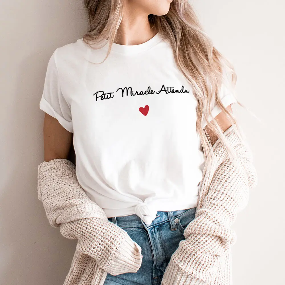 Футболка женская из 100% хлопка с принтом Petit Miracle Attendu, классная Летняя Повседневная футболка с коротким рукавом для девушек, подарок для нее
Футболка женская из 100% хлопка с принтом Petit Miracle Attendu, классная Летняя Повседневная футболка с коротким рукавом для девушек, подарок для нее