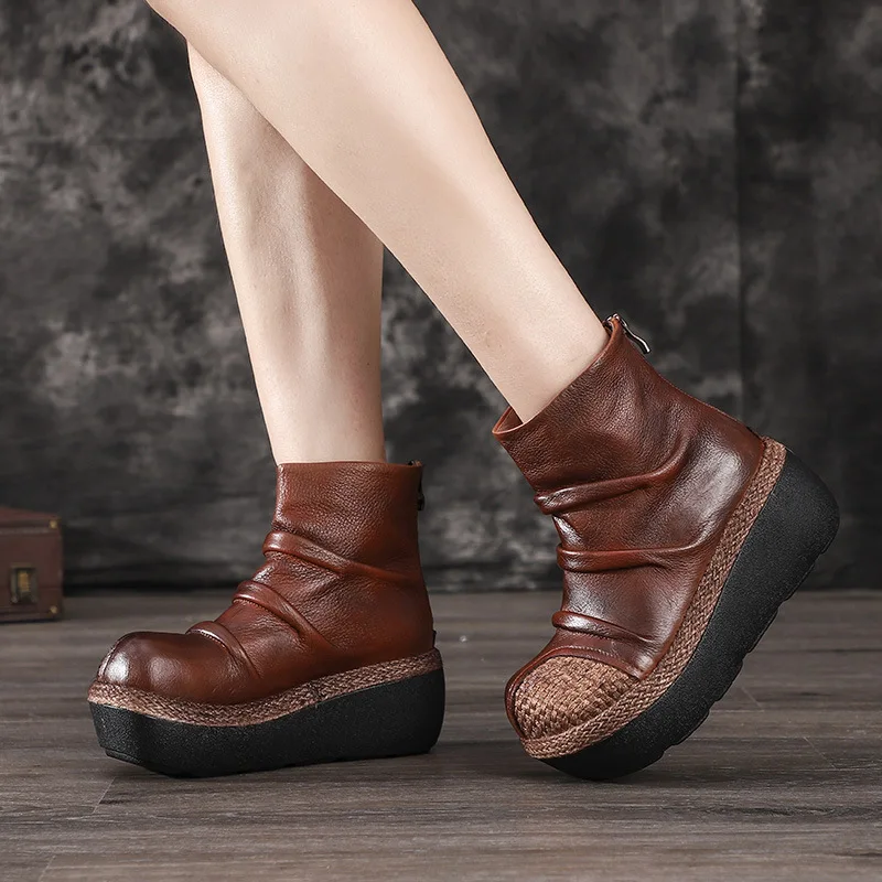 Artdiya Original Platform Women Boots Thick Sole Hemp Weaving Round Toe Genuine Leather Ankle Boots Retro Wrinkled Boots
Artdiya Original Platform Women Boots Thick Sole Hemp Weaving Round Toe Genuine Leather Ankle Boots Retro Wrinkled Boots