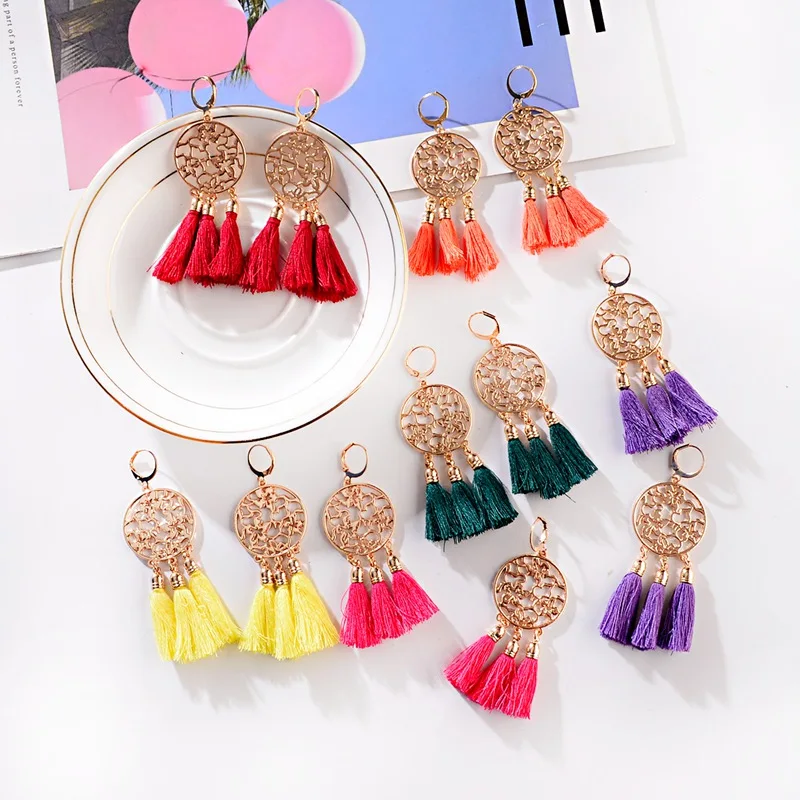 TopHanqi Bohemian Ethnic Multicolor Long Tassel Fringe Dangle Earrings For Women Round Hollow Alloy Drop Earring Boho Jewelry
TopHanqi Bohemian Ethnic Multicolor Long Tassel Fringe Dangle Earrings For Women Round Hollow Alloy Drop Earring Boho Jewelry