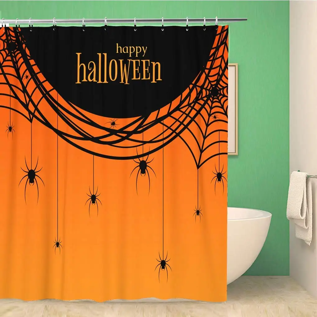 Shower Curtain A Poster with Spider Web and Spiders The Text of Happy Halloween for Invitations Waterproof Polyester Fabric Bath
Shower Curtain A Poster with Spider Web and Spiders The Text of Happy Halloween for Invitations Waterproof Polyester Fabric Bath