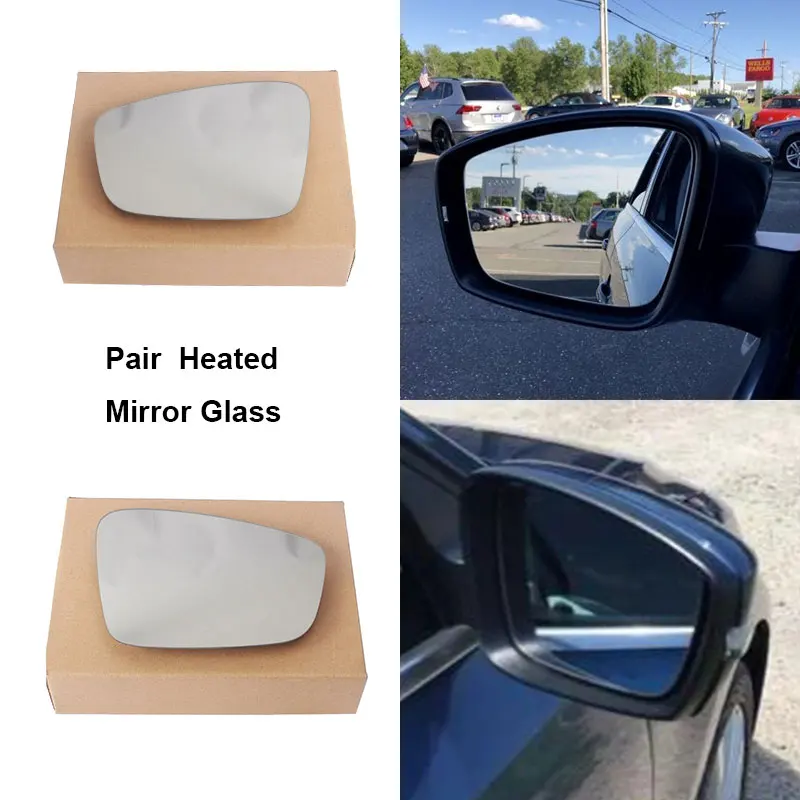 Pair Blue Rearview Mirror Glass Wing Heated For VW Jetta MK6 11-18 Passat B7 US