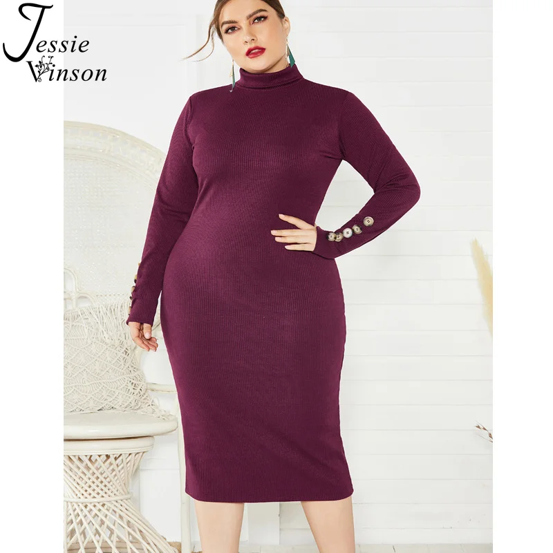 Jessie Vinson Turtleneck Long Sleeve Plus Size Knitted Bodycon Dress Autumn Winter Back Split Solid Rib Sexy Dress Party Vestido
Jessie Vinson Turtleneck Long Sleeve Plus Size Knitted Bodycon Dress Autumn Winter Back Split Solid Rib Sexy Dress Party Vestido