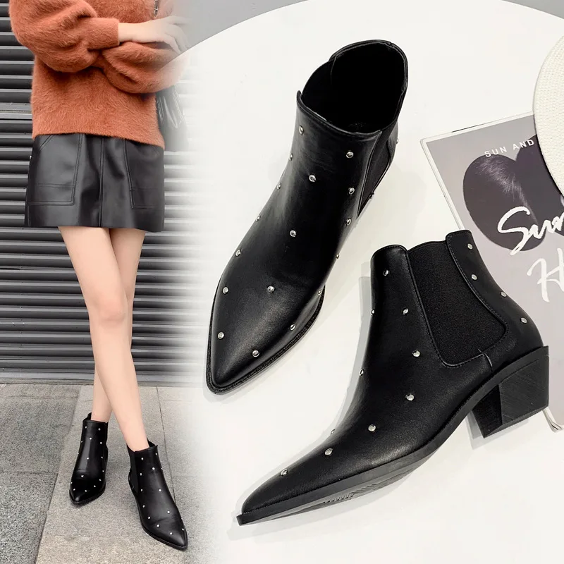 Vintage Boots Children Chunky Heel Pointed Semi-high Heeled 5 Centimeter Chelsea Boots Short Boots Women's Spring And Autumn Sin
Vintage Boots Children Chunky Heel Pointed Semi-high Heeled 5 Centimeter Chelsea Boots Short Boots Women's Spring And Autumn Sin