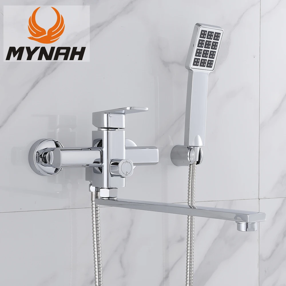 MYNAH Square Bathroom Faucet Set Wall Mounted Long Spout Rotatable Shower Set Cold & Hot Water Mixer Bathtub Water Tap
MYNAH Square Bathroom Faucet Set Wall Mounted Long Spout Rotatable Shower Set Cold & Hot Water Mixer Bathtub Water Tap