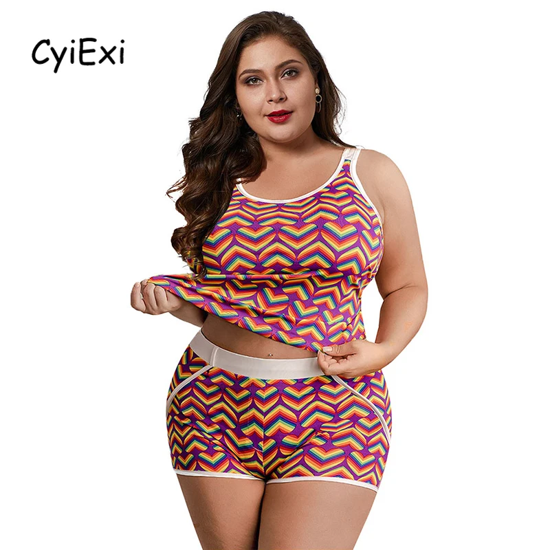 CyiExi Plus Size Women Pajamas Sets Tank and Shorts Two Pieces Set Rainbow/Ombre Heart Pattern Female Loungewear Pajamas Summer
CyiExi Plus Size Women Pajamas Sets Tank and Shorts Two Pieces Set Rainbow/Ombre Heart Pattern Female Loungewear Pajamas Summer