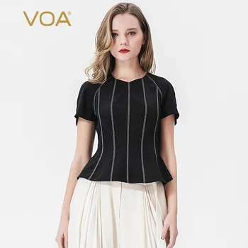 VOA heavyweight elastic silk solid round neck short sleeve multi piece split panel fit comfortable t-shirt for women b9037
VOA heavyweight elastic silk solid round neck short sleeve multi piece split panel fit comfortable t-shirt for women b9037