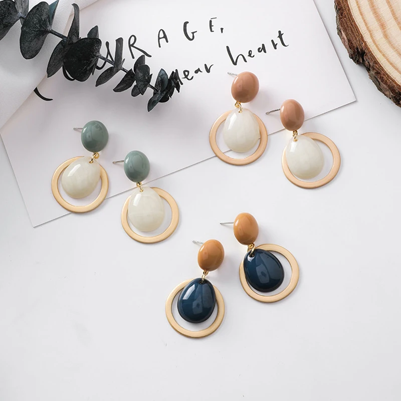 Korean style Geometric Circle Candy Color Drop Earrings Smooth Stone Button Statement Fashion Temperament Simple Earrings F4P731
Korean style Geometric Circle Candy Color Drop Earrings Smooth Stone Button Statement Fashion Temperament Simple Earrings F4P731