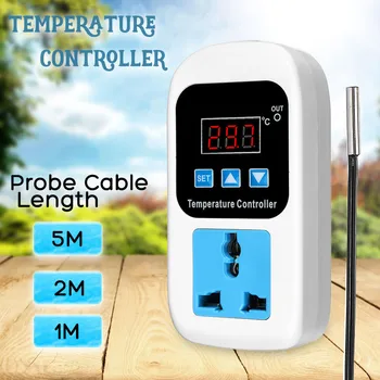 AC 110-220V Digital Thermostat Regulator Temperature Controller Microcomputer Socket 1/2/5m Cable Outlet -50~110C + NTC Sensor
AC 110-220V Digital Thermostat Regulator Temperature Controller Microcomputer Socket 1/2/5m Cable Outlet -50~110C + NTC Sensor