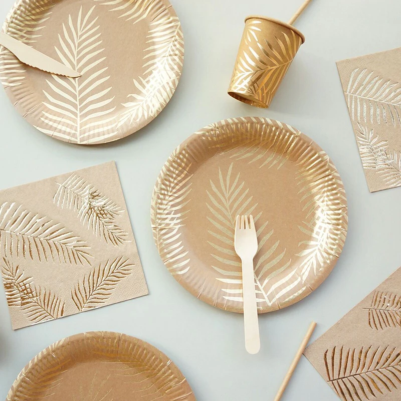 Generic Bronzing Palm Leaf Disposable Tableware Kraft Paper Plate