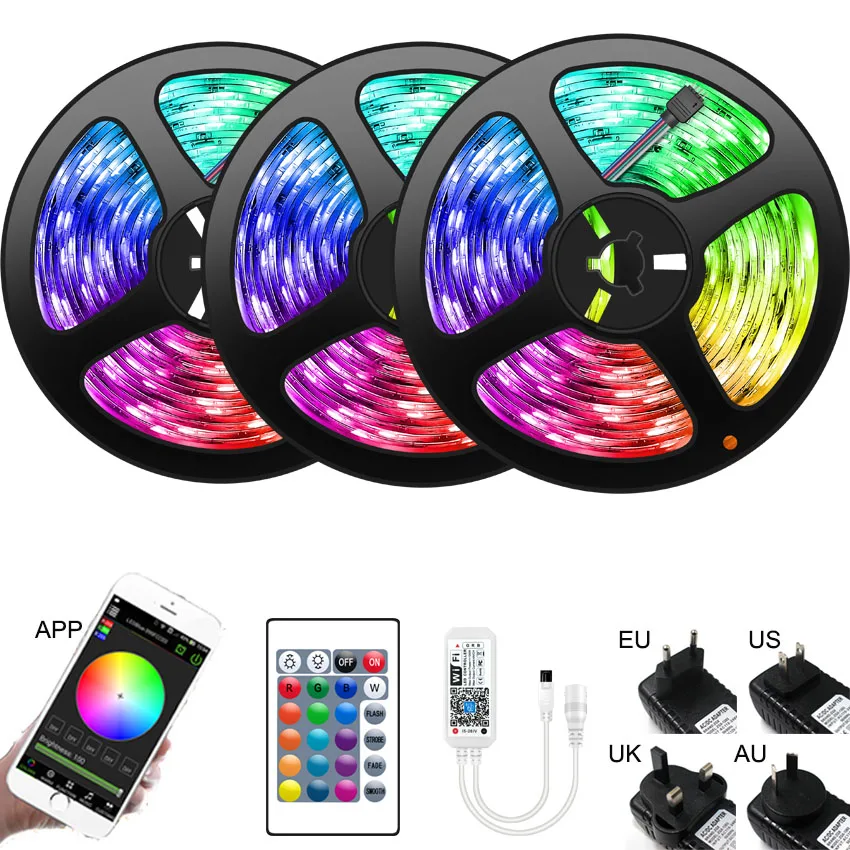 Светодиодная лента 5050 RGB для телефона APP светильник 5 м, 10 м, 15 м, 60 светодиодов/м, контроллер Wi-Fi, водонепроницаемая Неоновая Гибкая лента, Диодная лента, адаптер постоянного тока 12 В
Светодиодная лента 5050 RGB для телефона APP светильник 5 м, 10 м, 15 м, 60 светодиодов/м, контроллер Wi-Fi, водонепроницаемая Неоновая Гибкая лента, Диодная лента, адаптер постоянного тока 12 В