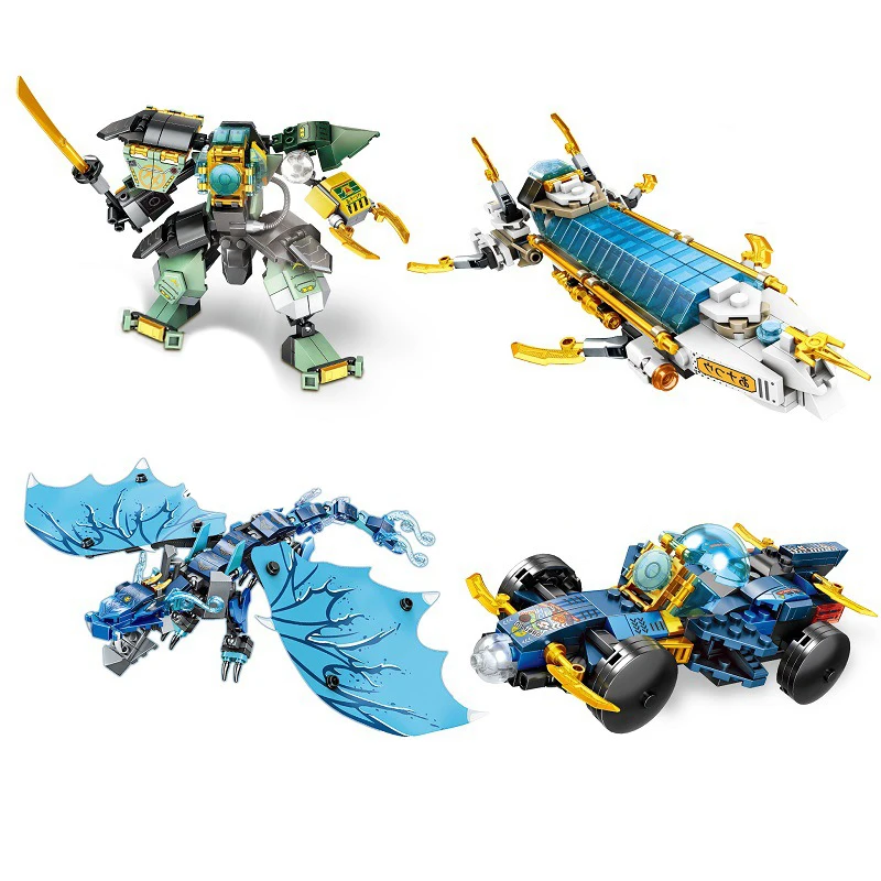 4 pcs/Set New 2021 Ninja Hydro Bounty Mech Sub Speeder Battle Building Blocks Kit Bricks Classic Movie Model Kids Toys Boys Gift | Игрушки и