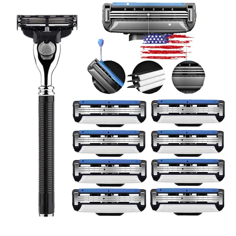 Shaver Razor Blade for Men Machine for Shaving Blades Cassettes for Gillet te Mach 3 Replacement Blade 1 Holder+ 8pcs Blade
Shaver Razor Blade for Men Machine for Shaving Blades Cassettes for Gillet te Mach 3 Replacement Blade 1 Holder+ 8pcs Blade