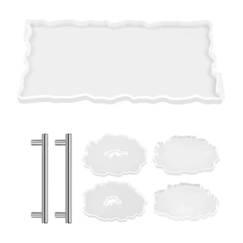 Resin Tray Molds,1Pc Resin Tray Mold with 4 Pcs Coaster Molds and 2Pcs Silver Handles for Resin Casting
Resin Tray Molds,1Pc Resin Tray Mold with 4 Pcs Coaster Molds and 2Pcs Silver Handles for Resin Casting