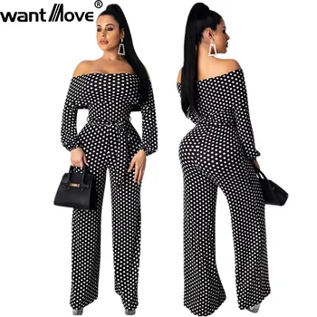 Wantmove women jumpsuits 2020 sexy black and white dots plus size one neck lace up wide-leg pants casual club jumpsuits WM1175
Wantmove women jumpsuits 2020 sexy black and white dots plus size one neck lace up wide-leg pants casual club jumpsuits WM1175