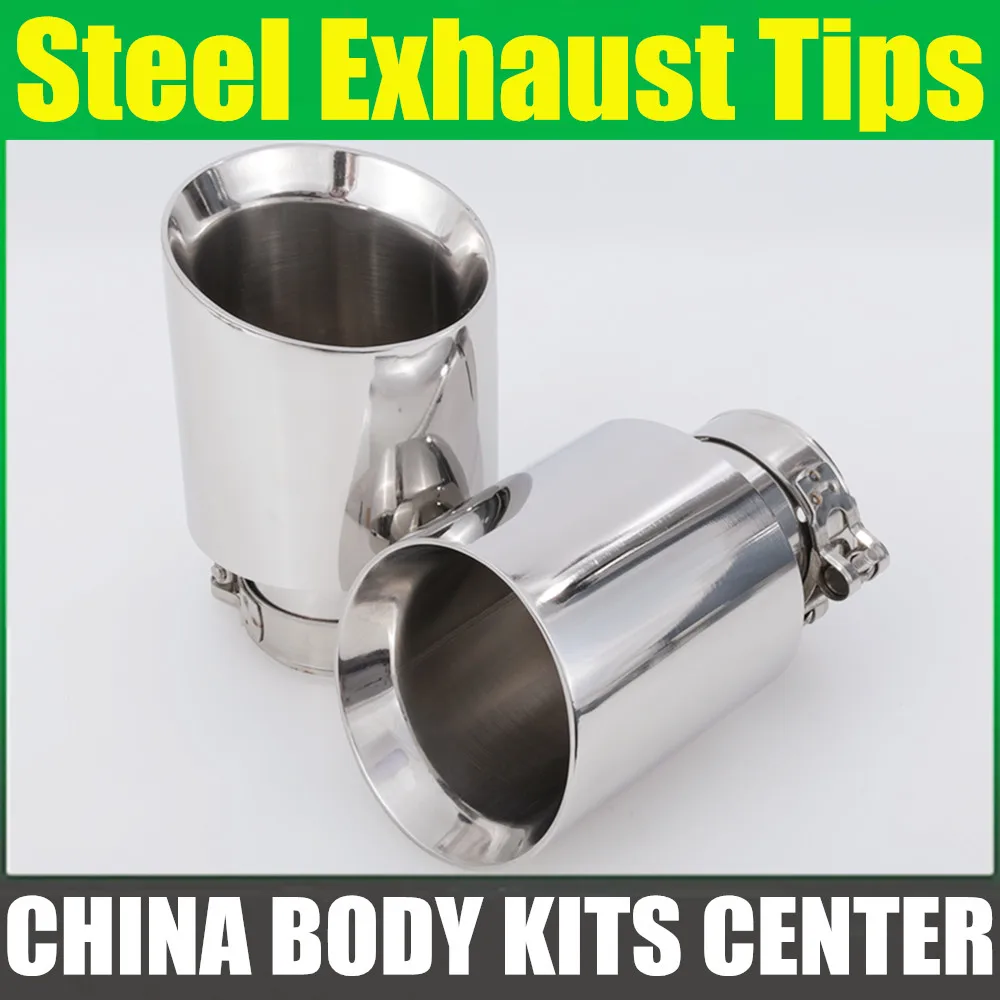 

1Piece Car Stainless Steel Muffler Tip Exhaust System Universal Straight Silver Decoration Exhaust Pipe Mufflers