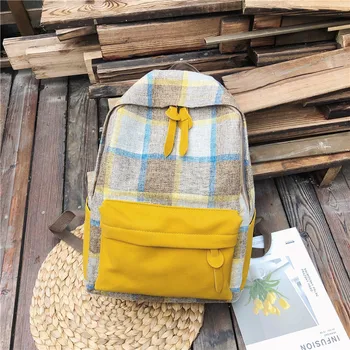 Backpack New Korean Middle School Student Bag Lattice Campus Canvas Backpack Backpack
Backpack New Korean Middle School Student Bag Lattice Campus Canvas Backpack Backpack