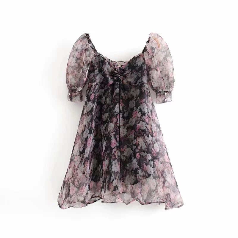 Summer Mini Dress Women Mesh Print Floral Dress Ladies Vintage Puff Sleeve Dresses Korean Strapless Backless Dresses 2020
Summer Mini Dress Women Mesh Print Floral Dress Ladies Vintage Puff Sleeve Dresses Korean Strapless Backless Dresses 2020
