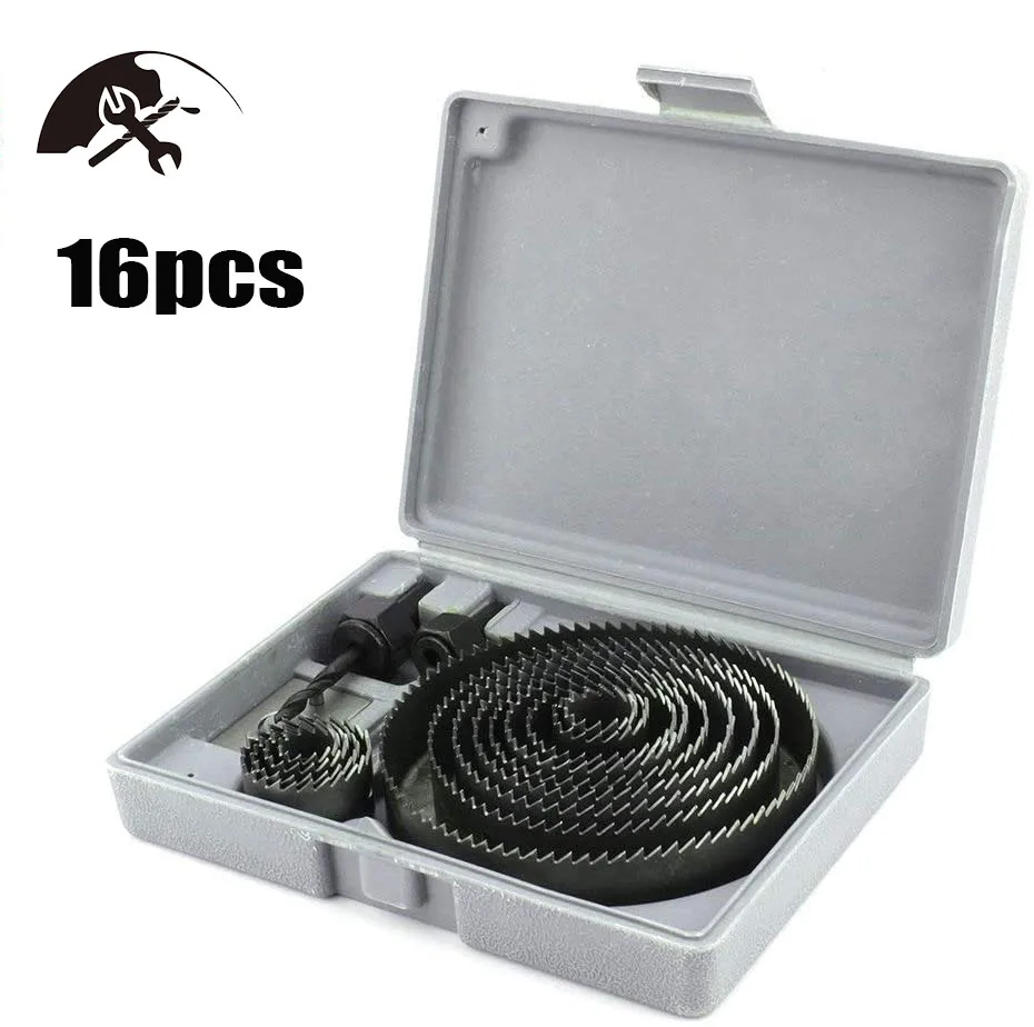 Hole Saw Drill Bit Kit 16 Pieces 3/4"-5'' Set in Case with 2 pcs Mandrels for Drilling Holes in Soft Wood
Hole Saw Drill Bit Kit 16 Pieces 3/4"-5'' Set in Case with 2 pcs Mandrels for Drilling Holes in Soft Wood