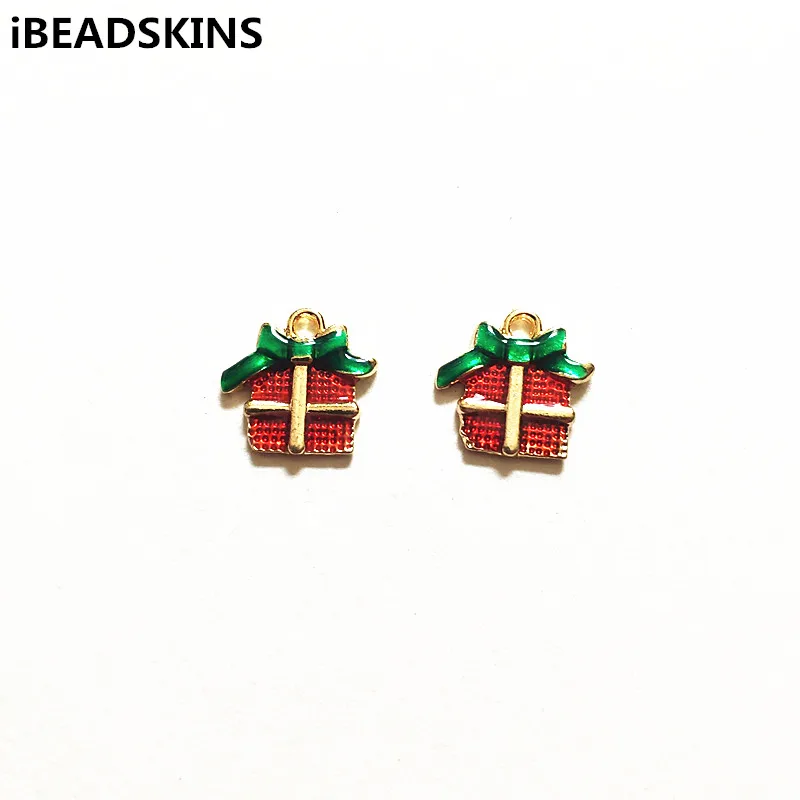 16mm 100pcs small size zinc alloy christmas gift box charm for
