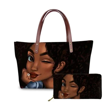 NOISYDESIGNS Brand Luxury Design Handbags Women Black Art African Girl Printing 2pcs/set Handbag&Wallet Female Top-Handle Bags
NOISYDESIGNS Brand Luxury Design Handbags Women Black Art African Girl Printing 2pcs/set Handbag&Wallet Female Top-Handle Bags