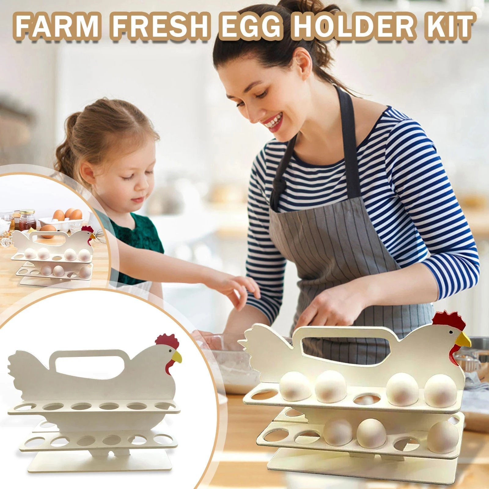 Kitchen Egg Storage Rack Wooden Hen Ornament Double Layer Egg Storage Box Easter DIY Kitchen Accessories Organizer Items
Kitchen Egg Storage Rack Wooden Hen Ornament Double Layer Egg Storage Box Easter DIY Kitchen Accessories Organizer Items