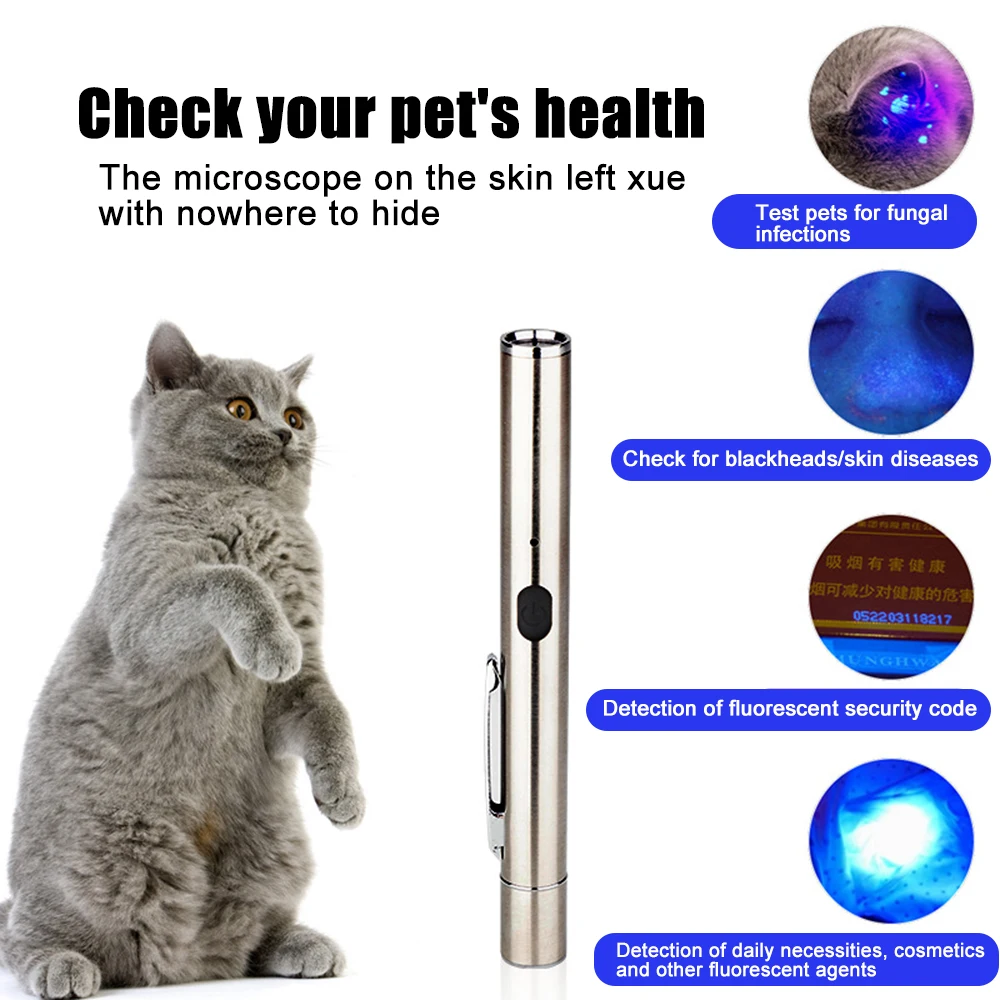 Multifunction Pet Cat Find Feline Dermatophytosis 365UV LED Purple Light Detecting for Skin Diseases Fluorescent Agent
Multifunction Pet Cat Find Feline Dermatophytosis 365UV LED Purple Light Detecting for Skin Diseases Fluorescent Agent