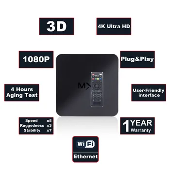 

5PCS/LOT MX 4K TV Box Allwinner h3 RK3229 Quad-core 1080P HD Android 7.1 Smart 1GB 8GB 4K*2K