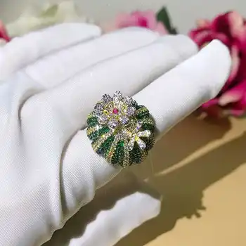 Cute 925 Sterling Silver Green Cactus Finger Ring Paved Green Zircon Stone Ring Moving Flower Petal Women Party Jewelry
Cute 925 Sterling Silver Green Cactus Finger Ring Paved Green Zircon Stone Ring Moving Flower Petal Women Party Jewelry