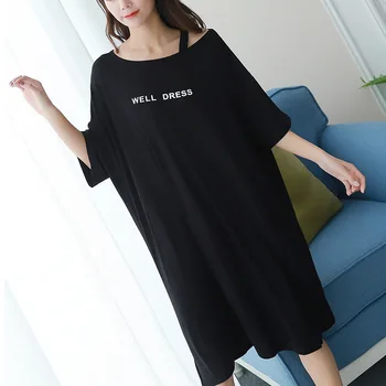 Summer Large Dress Women Letter Printed Pajamas Modal Short Sleeve Off Shoulder Nightdress Nachtkleding Vrouwen Gecelik
Summer Large Dress Women Letter Printed Pajamas Modal Short Sleeve Off Shoulder Nightdress Nachtkleding Vrouwen Gecelik