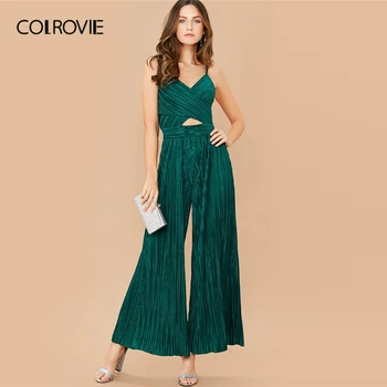COLROVIE Green Cross Wrap Wide Leg Pleated Peekaboo Slip Jumpsuit High Waist Solid Cami Jumpsuits Women 2020 Spring Jumpsuits
COLROVIE Green Cross Wrap Wide Leg Pleated Peekaboo Slip Jumpsuit High Waist Solid Cami Jumpsuits Women 2020 Spring Jumpsuits