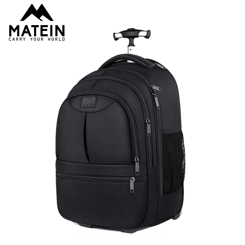 Matein Rolling Backpack polyester Travel Backpack with Removable Wheels for Men and Women Business luggage suitcase on wheels