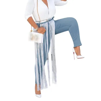 2019 Fashion Women Blue Tassels Denim Jeans Skinny Elastic High Waist Trousers Pockets Plus Size Pencil Pants
2019 Fashion Women Blue Tassels Denim Jeans Skinny Elastic High Waist Trousers Pockets Plus Size Pencil Pants