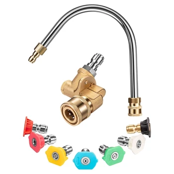Pressure Washer Nozzle Tips Set, Quick Connector Pivoting Adapter Coupler with 5 Rotation Angles, Soap and Rinse Nozzles Spray A
Pressure Washer Nozzle Tips Set, Quick Connector Pivoting Adapter Coupler with 5 Rotation Angles, Soap and Rinse Nozzles Spray A