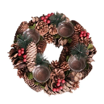 Christmas Candle Holders Pine Cone Berries Woodland Rustic Xmas Decor Table Centerpiece Christmas Wreath with Four Candle Holder 
Christmas Candle Holders Pine Cone Berries Woodland Rustic Xmas Decor Table Centerpiece Christmas Wreath with Four Candle Holder