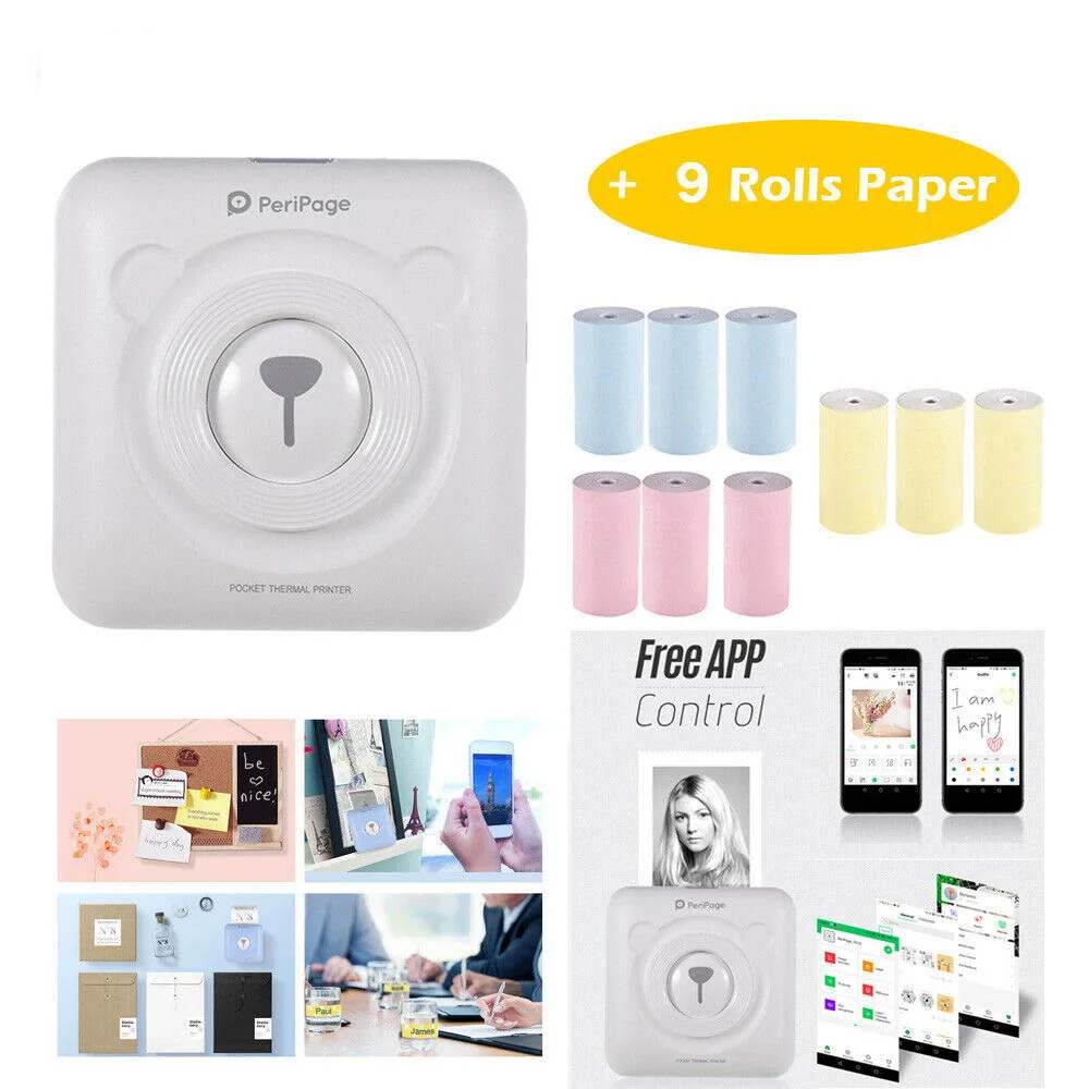 Mini Thermal Printer Paper Photo Pocket Thermal Printer Printing Wireless Bluetooth Android IOS Printers With 9 Rolls Paper
Mini Thermal Printer Paper Photo Pocket Thermal Printer Printing Wireless Bluetooth Android IOS Printers With 9 Rolls Paper