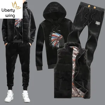 High Quality Mens Winter Velvet 3pcs Set Fashion Embroidery Vest Jacket Tracksuit Hoody Thick Warm Casual Suit Matching Sets 4XL
High Quality Mens Winter Velvet 3pcs Set Fashion Embroidery Vest Jacket Tracksuit Hoody Thick Warm Casual Suit Matching Sets 4XL