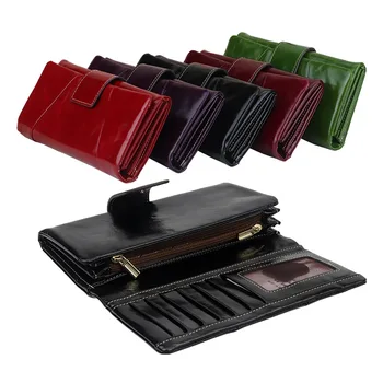 New Oil Wax Leather Multi-Card Lady Wallet Large Capacity Long Leather Buckle Clutch womens wallets and purses
New Oil Wax Leather Multi-Card Lady Wallet Large Capacity Long Leather Buckle Clutch womens wallets and purses