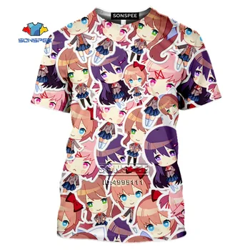 Doki Doki Literature Club Men's T-shirt Horror Game DDLC Tshirt Unisex Summer Casual Harajuku Shirt Natsuki Sayori Yuri Monika 
Doki Doki Literature Club Men's T-shirt Horror Game DDLC Tshirt Unisex Summer Casual Harajuku Shirt Natsuki Sayori Yuri Monika