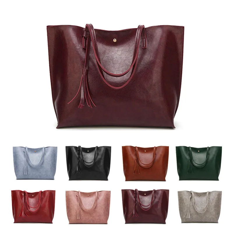 Women's Bag 2020 Soft Comfortable Pu Fabric Texture Double Root Strap Large Capacity Handbags Tassel Shoulder Bags Simple Casual
Women's Bag 2020 Soft Comfortable Pu Fabric Texture Double Root Strap Large Capacity Handbags Tassel Shoulder Bags Simple Casual