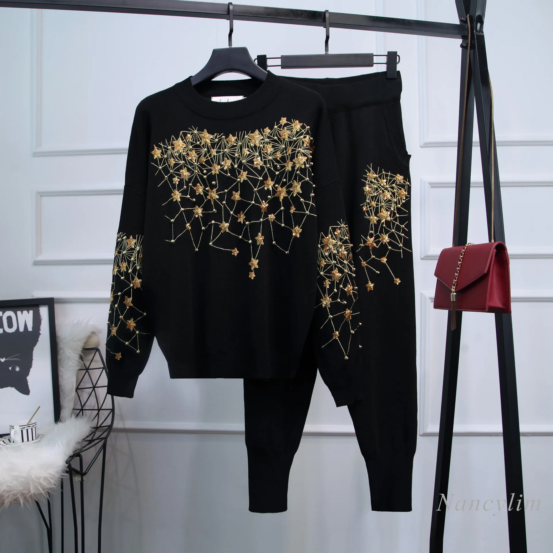 Knitting Suit 2021 Spring Autumn Clothing New Women's Embroidery Sequins Sweater +Casual Two-Piece Pants Suit Nancylim
Knitting Suit 2021 Spring Autumn Clothing New Women's Embroidery Sequins Sweater +Casual Two-Piece Pants Suit Nancylim