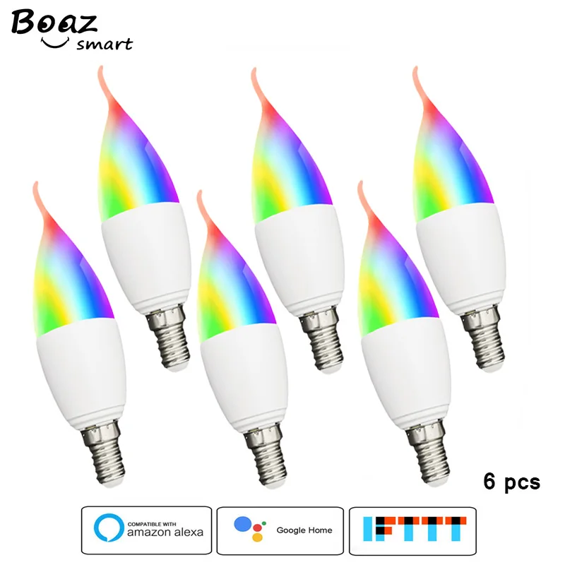 Smart WiFi LED Candle Bulb Lamp E12 E14 E26 E27 RGBCW AC85-265V Dimmable Support Alexa Google Home IFTTT Tuya Remote Control
Smart WiFi LED Candle Bulb Lamp E12 E14 E26 E27 RGBCW AC85-265V Dimmable Support Alexa Google Home IFTTT Tuya Remote Control