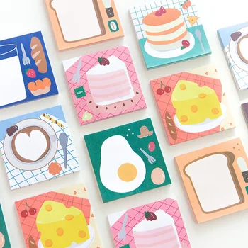 

Creative Breakfast Loose Leaf Memo Pad Sticky Notes Cute Bread Egg Cake Notepad Bookmark Label Stationery Gift school supplies