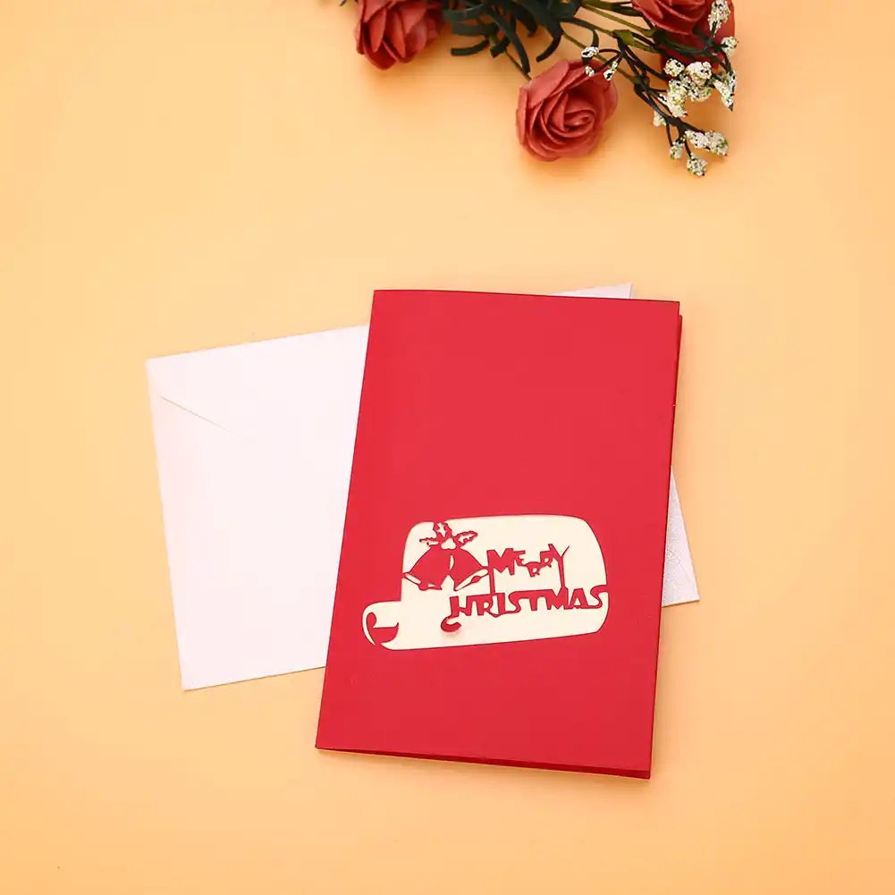 3d greeting card gift postcard christmas hollow bell w/envelope